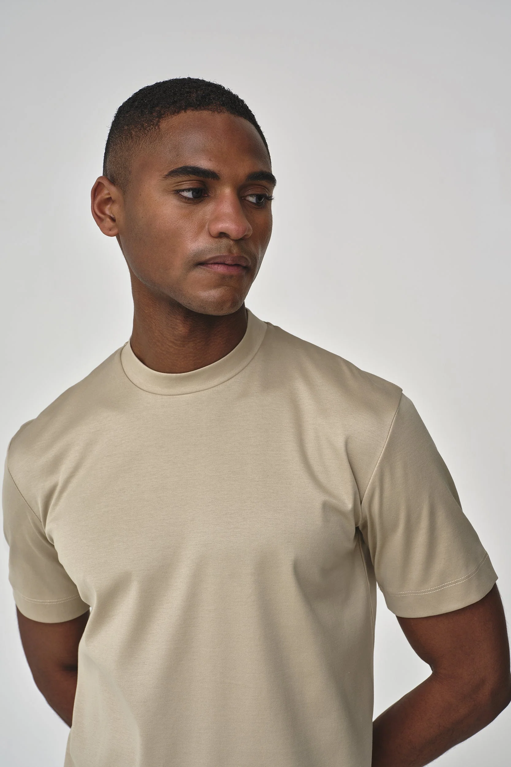 VALENZA - INTERLOCK SUPIMA T-SHIRT BEIGE - Image 5