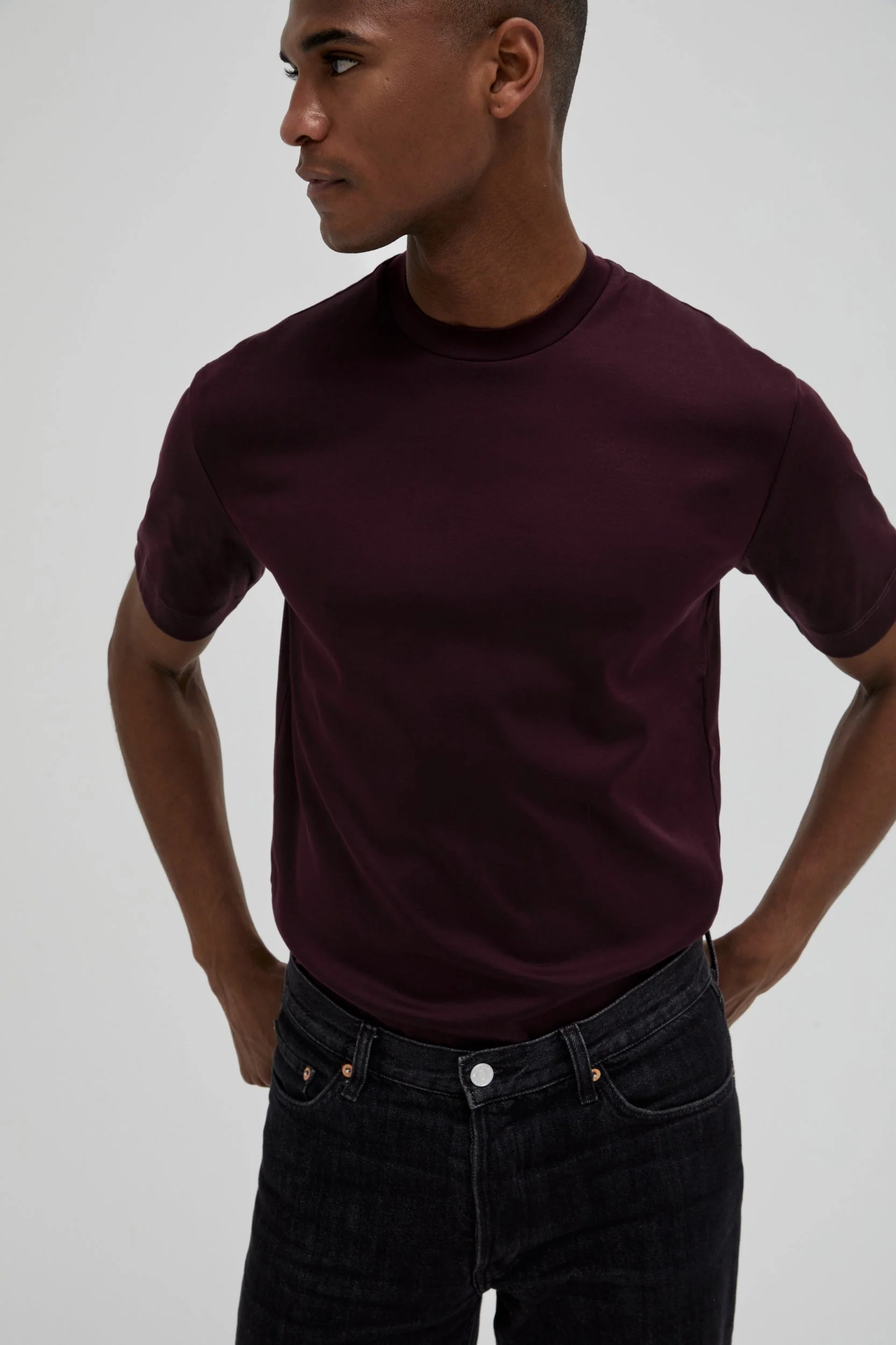 VALENZA - INTERLOCK SUPIMA T-SHIRT BURGUNDY RED - Image 5