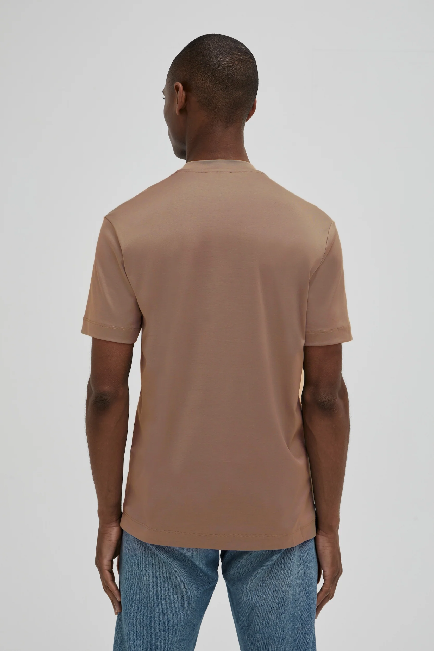 VALENZA - INTERLOCK SUPIMA T-SHIRT CORTECCIA BROWN - Image 3