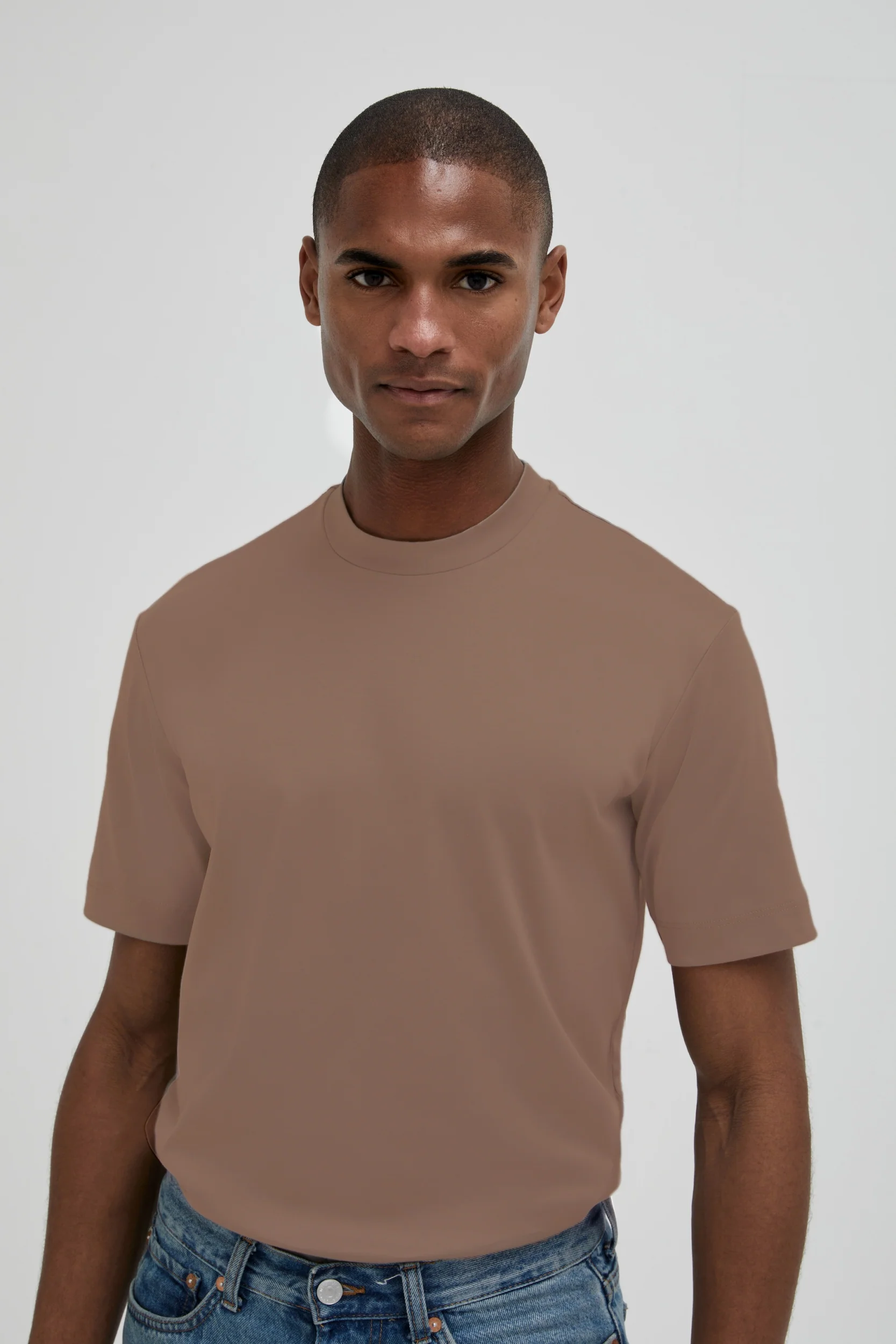 VALENZA - INTERLOCK SUPIMA T-SHIRT CORTECCIA BROWN - Image 4