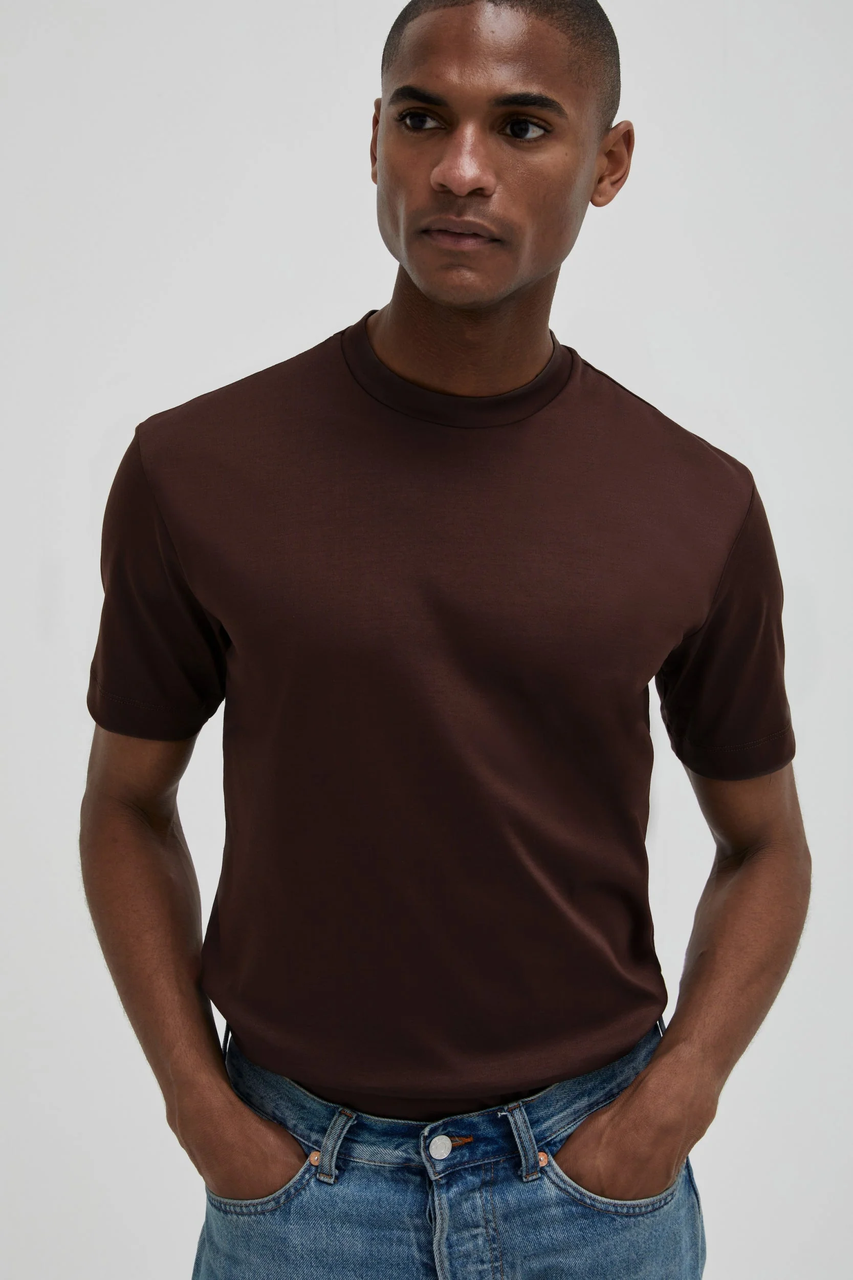 VALENZA - INTERLOCK SUPIMA T-SHIRT EBONY BROWN - Image 4