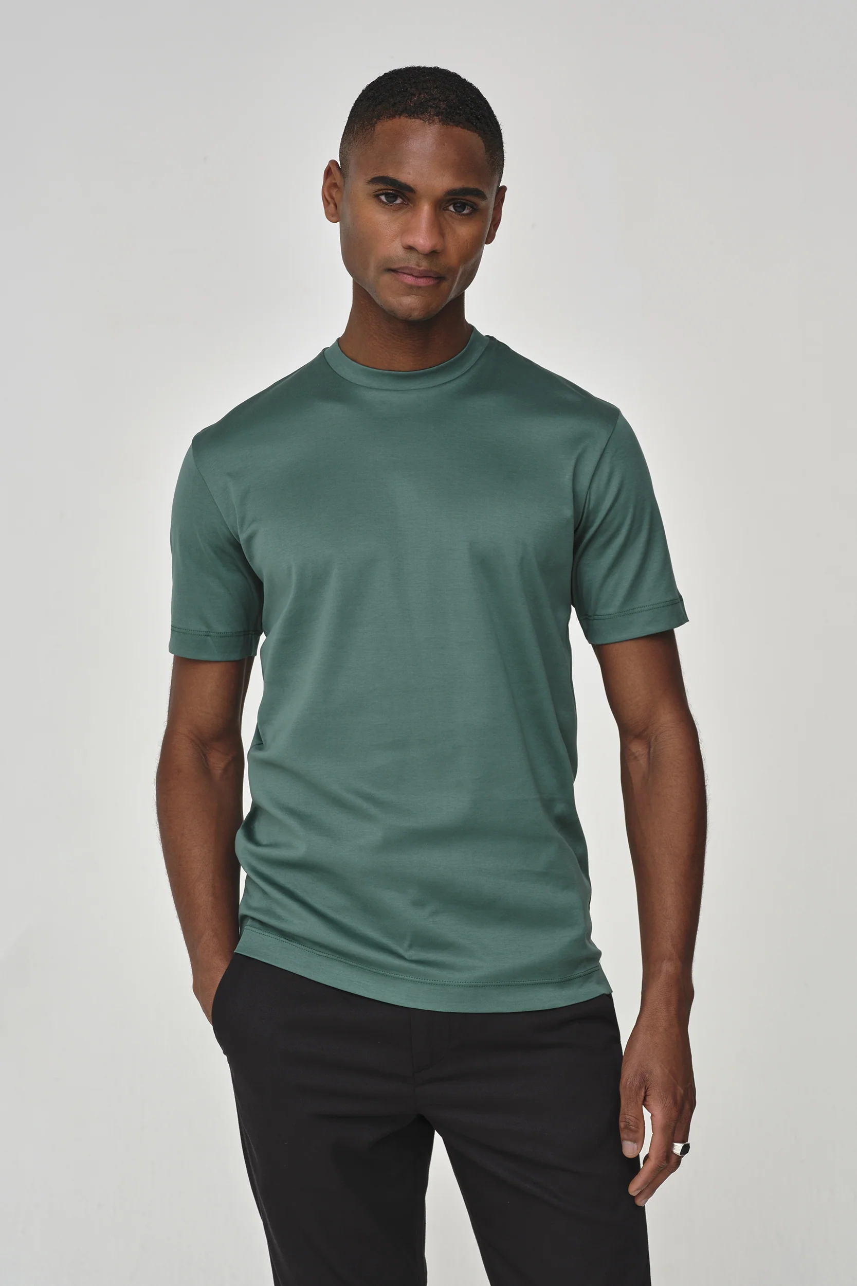 VALENZA - INTERLOCK SUPIMA T-SHIRT EMERALD GREEN - Image 2