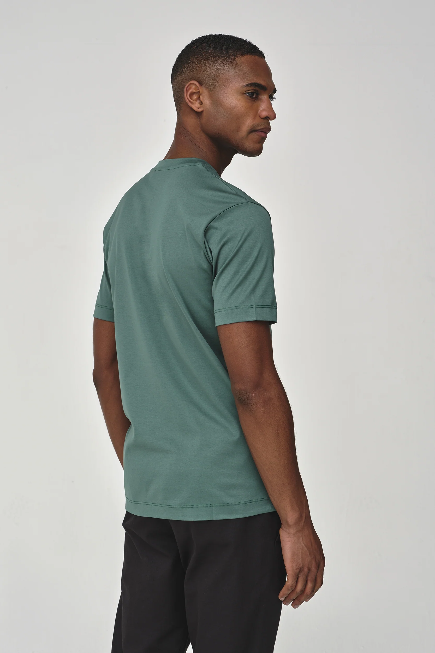 VALENZA - INTERLOCK SUPIMA T-SHIRT EMERALD GREEN - Image 3