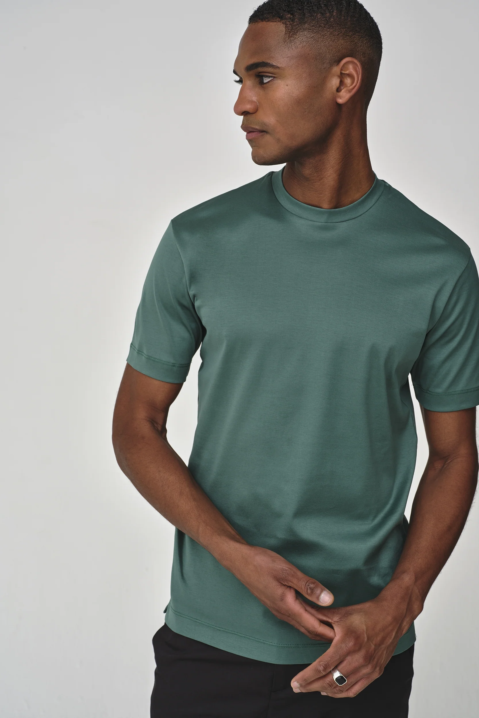 VALENZA - INTERLOCK SUPIMA T-SHIRT EMERALD GREEN - Image 4