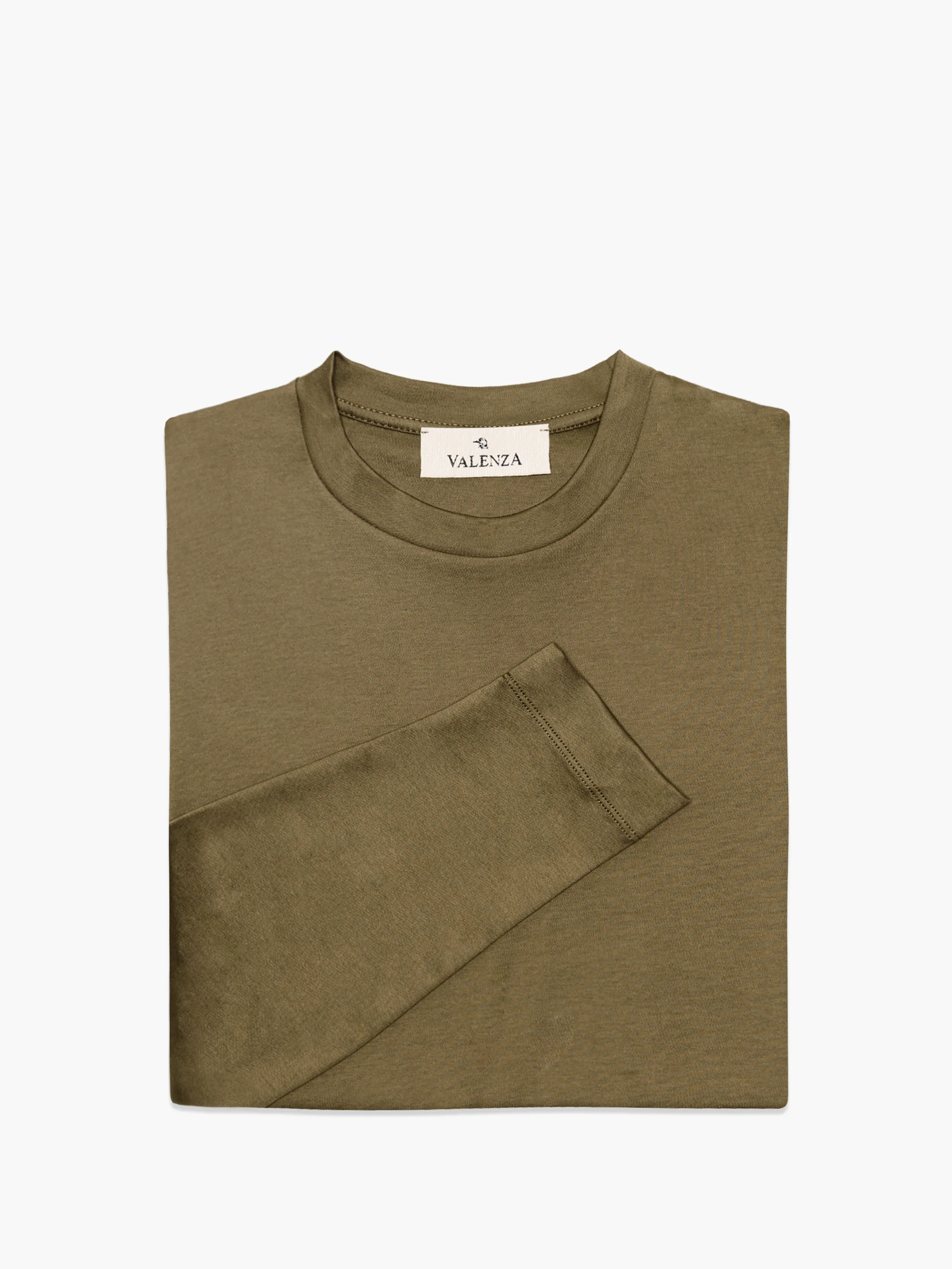VALENZA - INTERLOCK SUPIMA T-SHIRT LONG SLEEVE ARTICHOKE GREEN - Image 5