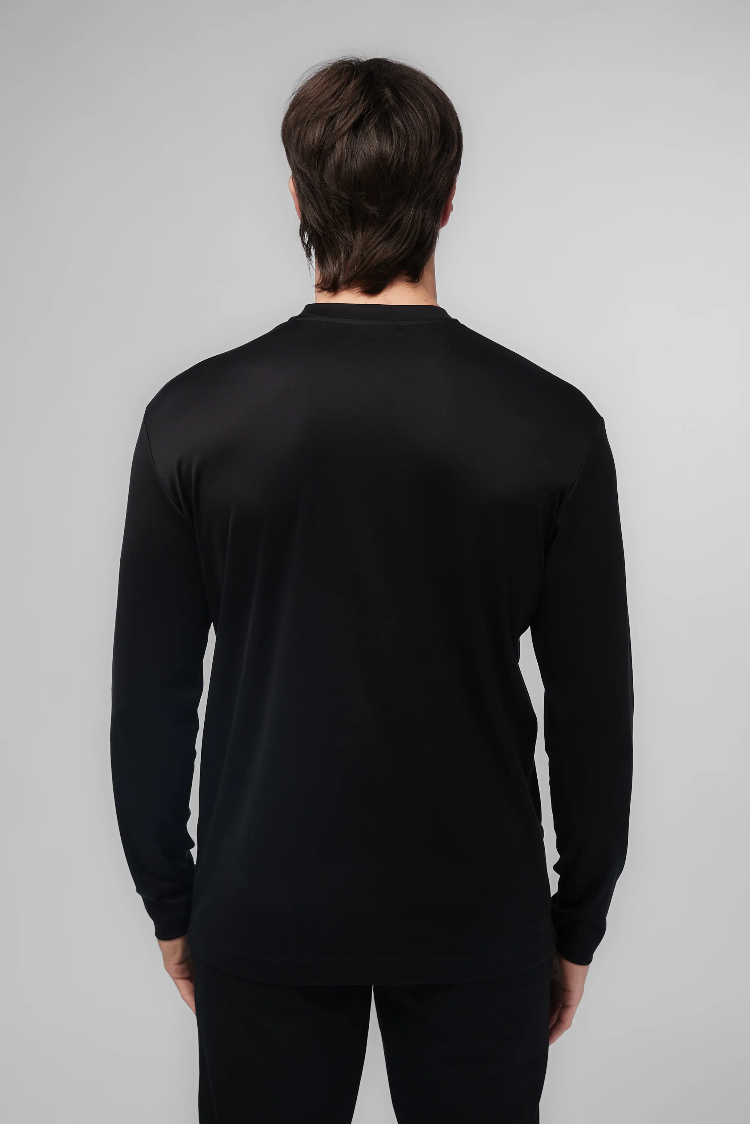 VALENZA - INTERLOCK SUPIMA T-SHIRT LONG SLEEVE BLACK - Image 2