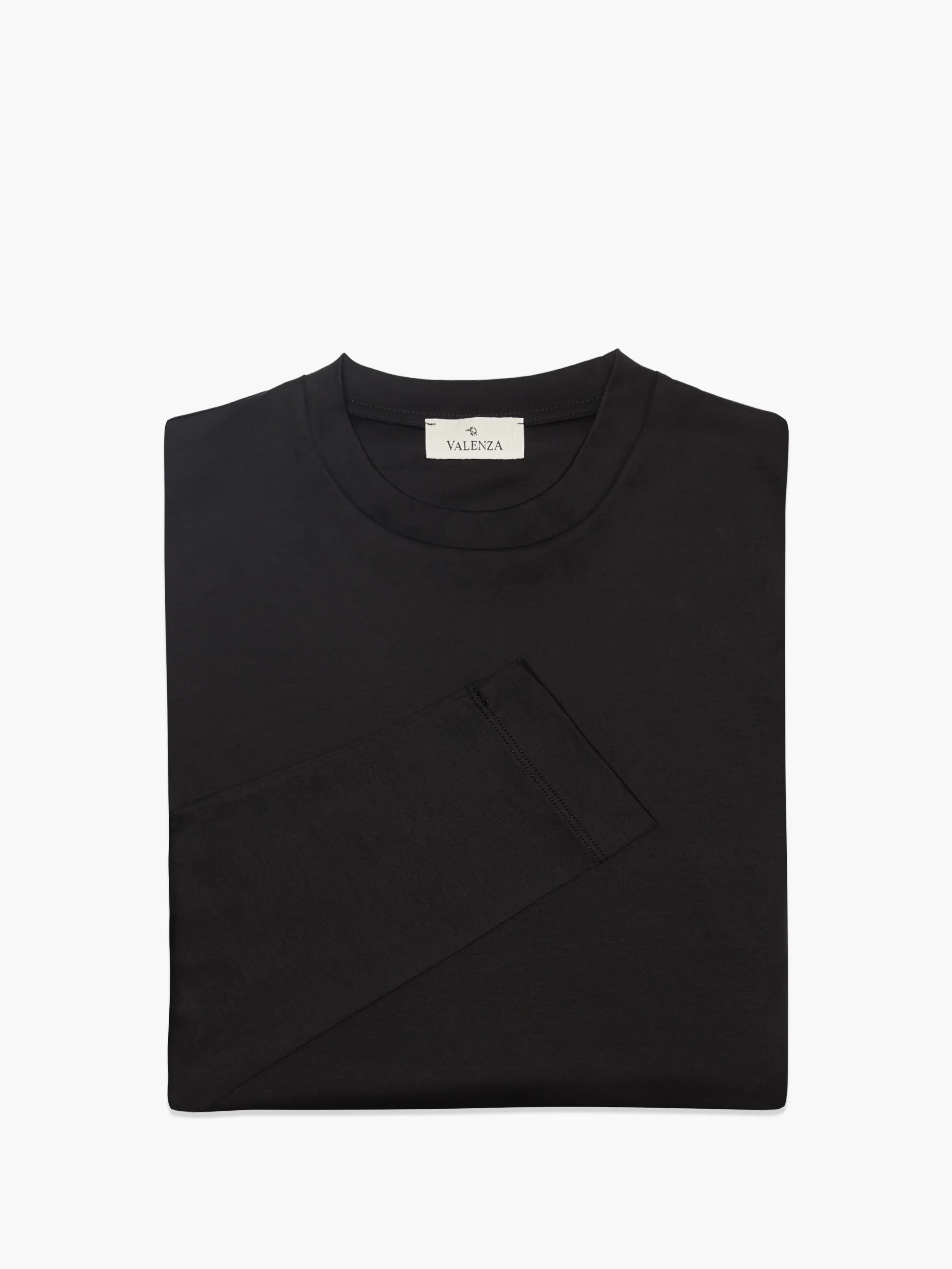 VALENZA - INTERLOCK SUPIMA T-SHIRT LONG SLEEVE BLACK - Image 6