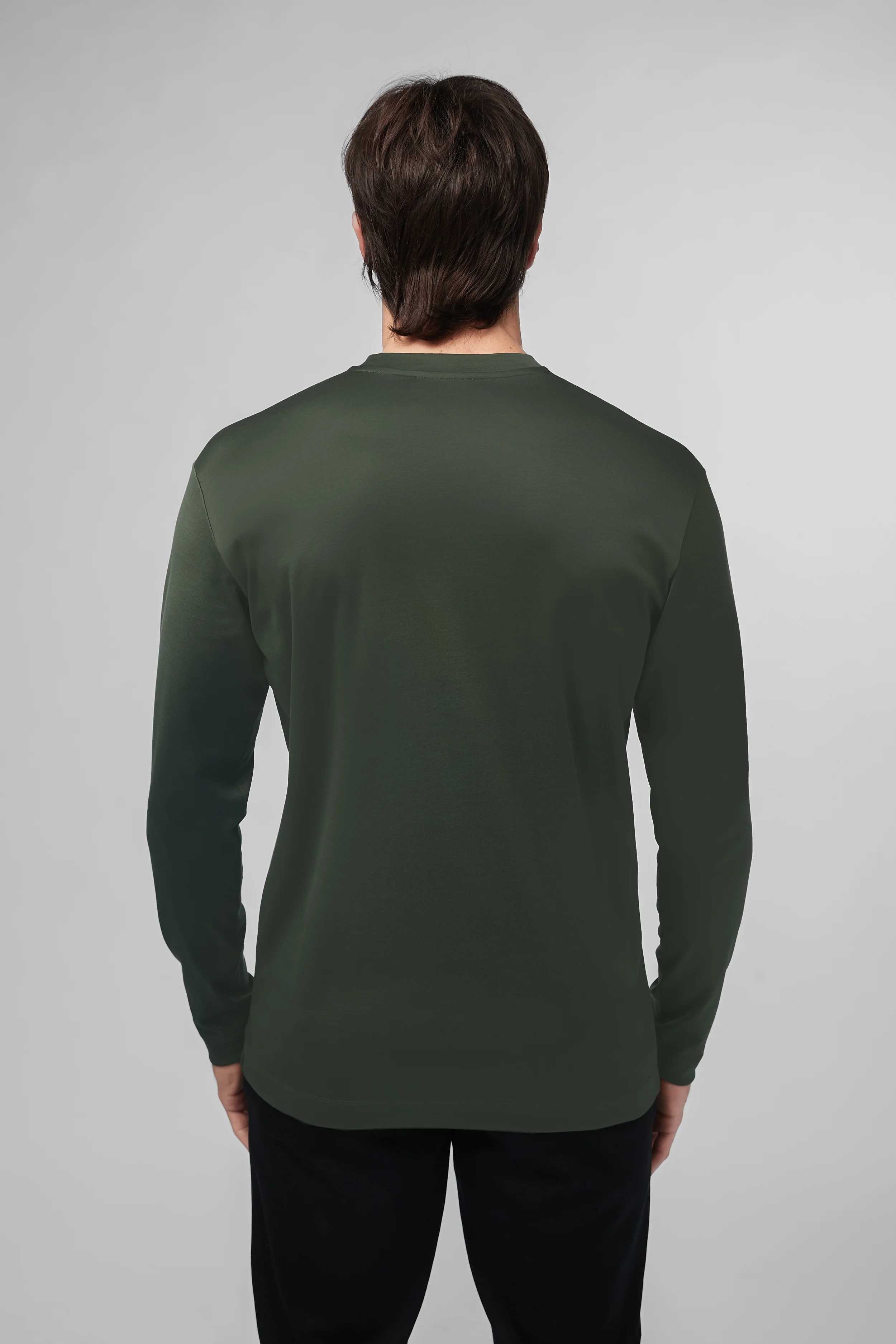 VALENZA - INTERLOCK SUPIMA T-SHIRT LONG SLEEVE GREEN - Image 2