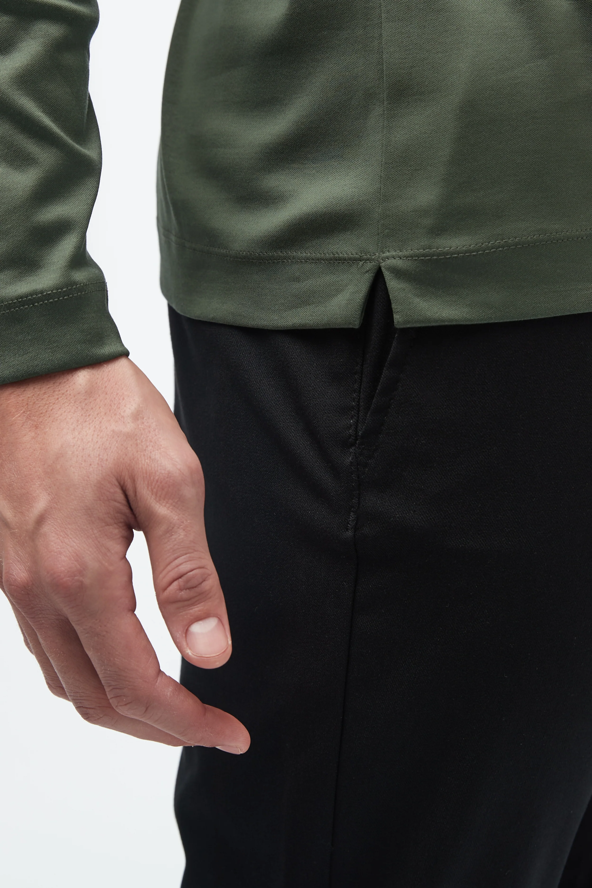 VALENZA - INTERLOCK SUPIMA T-SHIRT LONG SLEEVE GREEN - Image 3