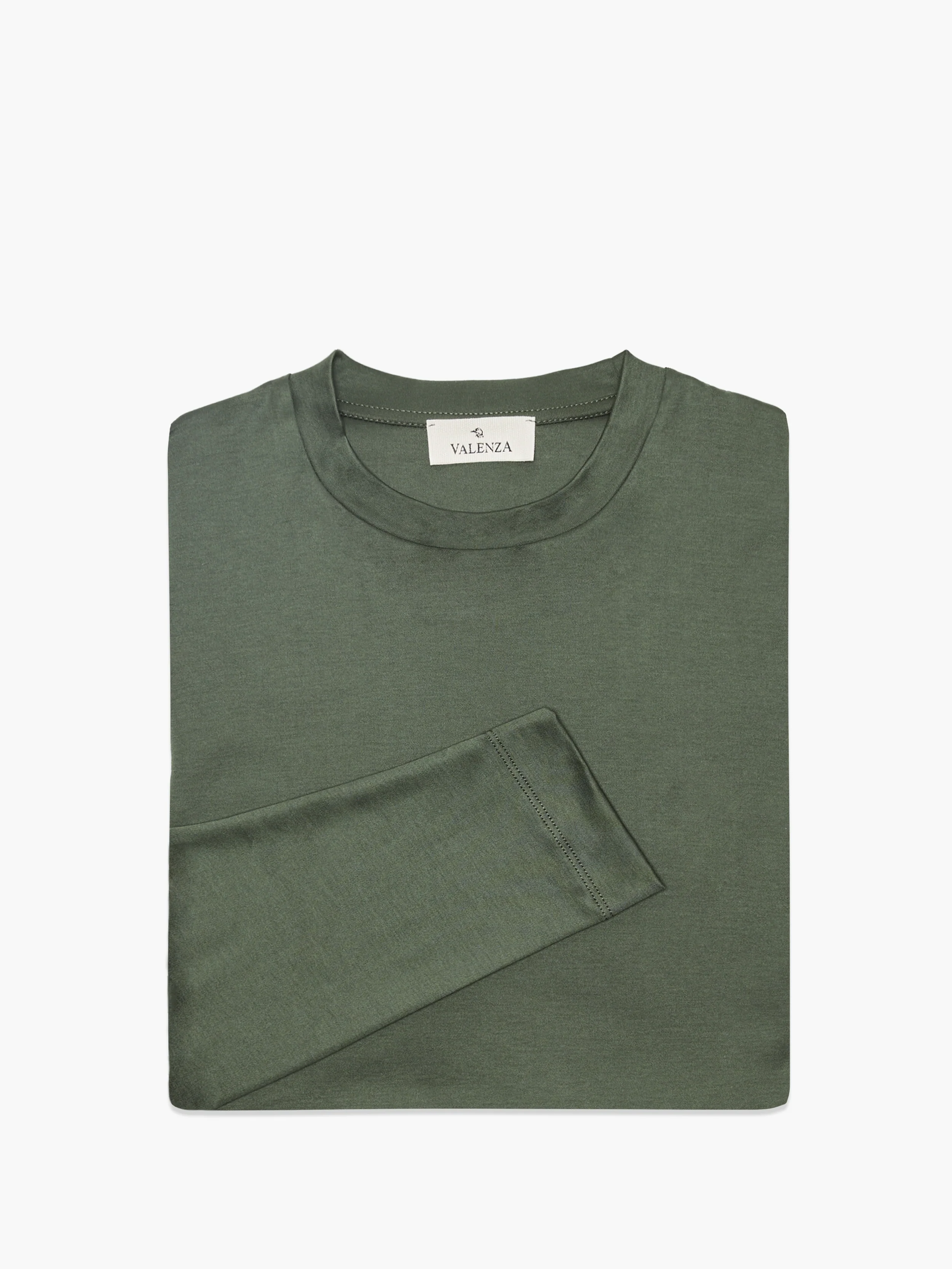 VALENZA - INTERLOCK SUPIMA T-SHIRT LONG SLEEVE GREEN - Image 6