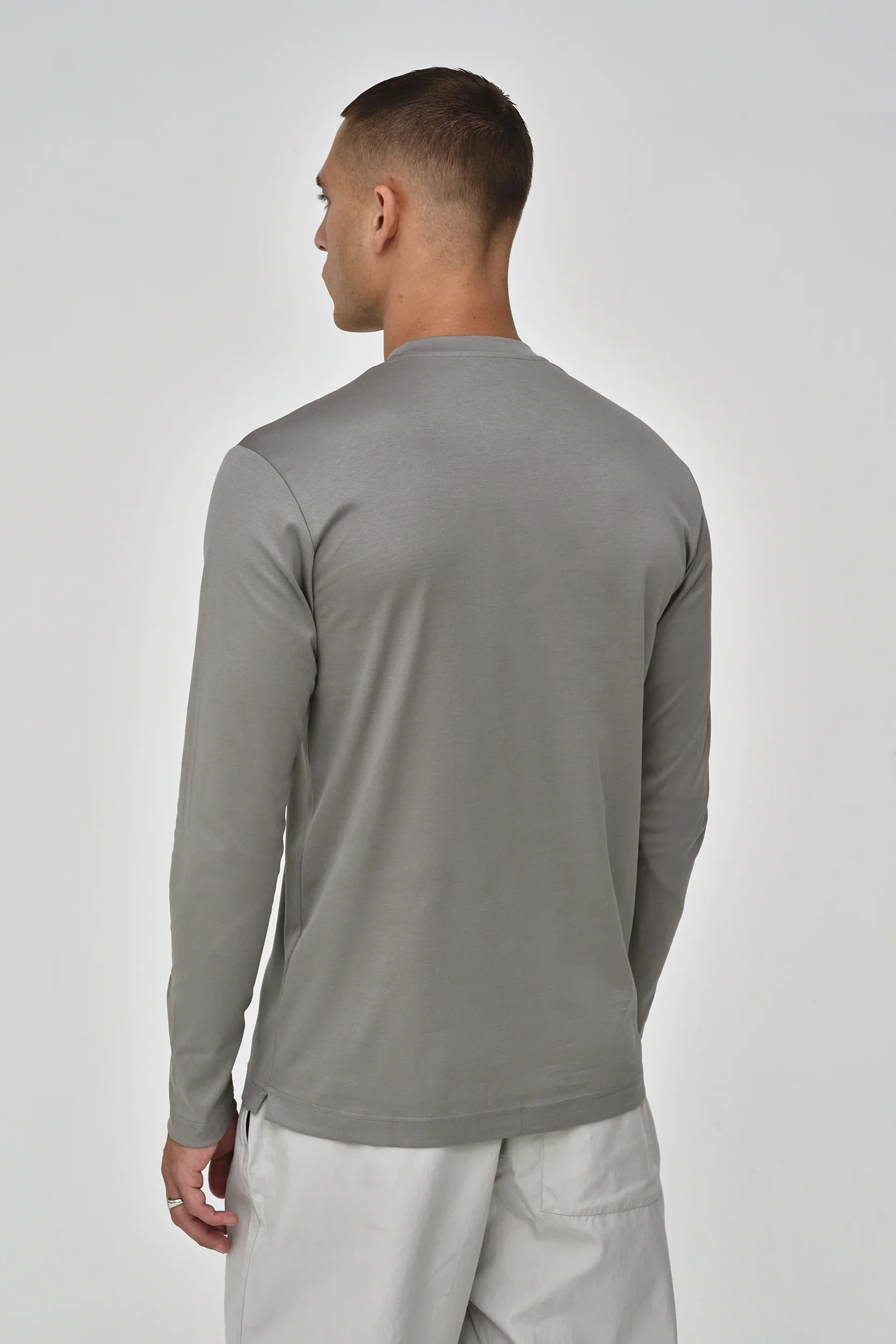 VALENZA - INTERLOCK SUPIMA T-SHIRT LONG SLEEVE GREY - Image 2