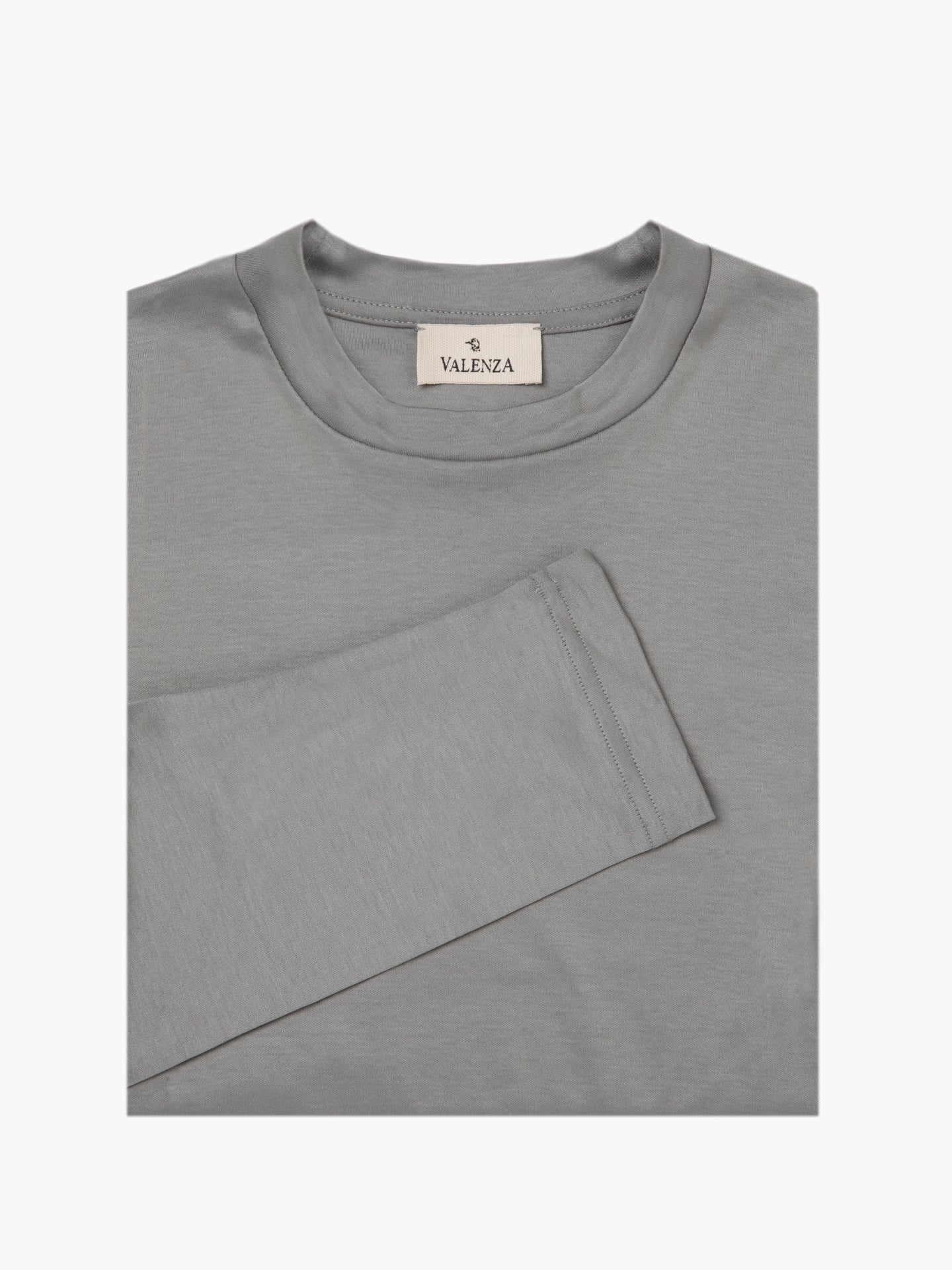 VALENZA - INTERLOCK SUPIMA T-SHIRT LONG SLEEVE GREY - Image 5