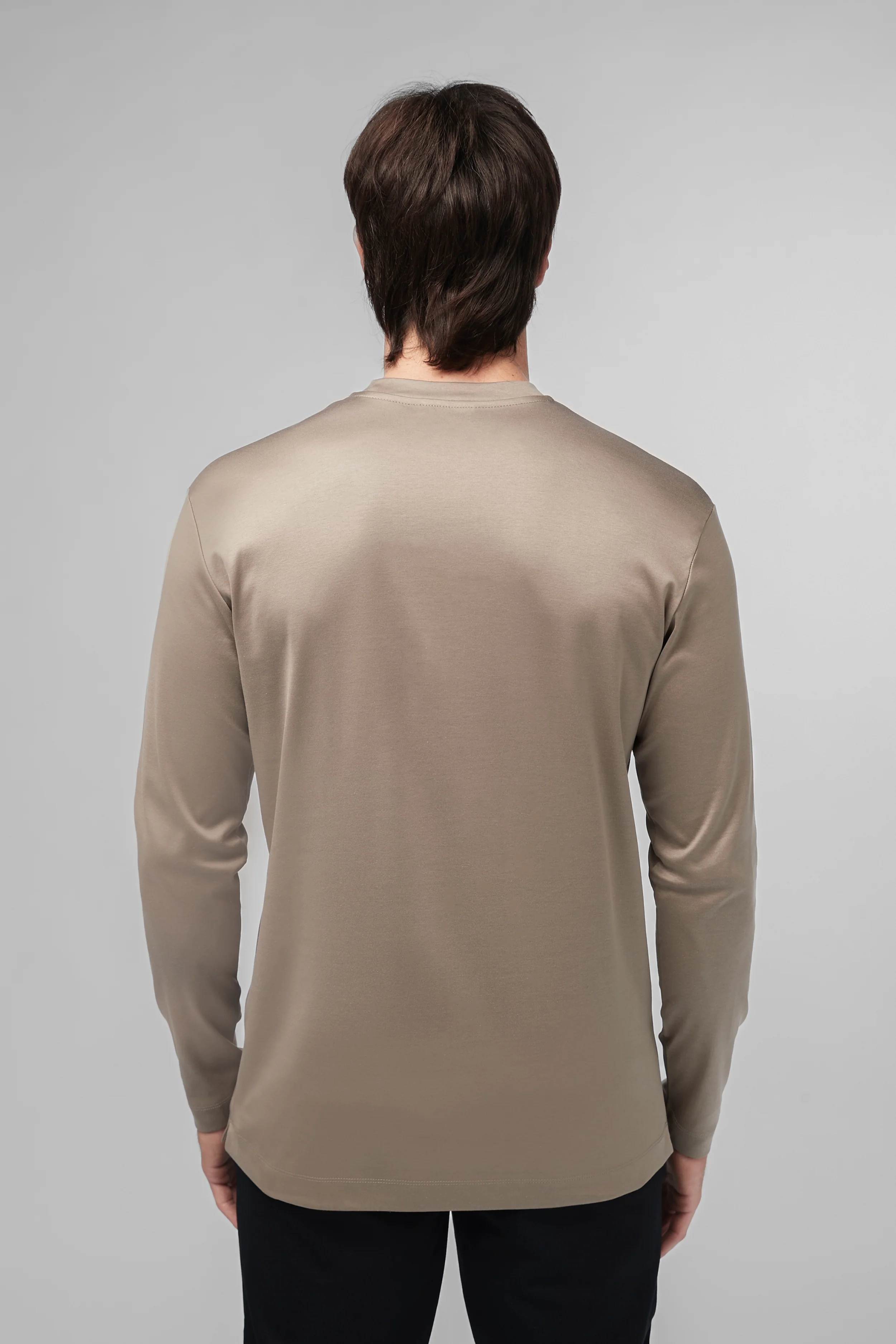VALENZA - INTERLOCK SUPIMA T-SHIRT LONG SLEEVE LEAD GREY - Image 2