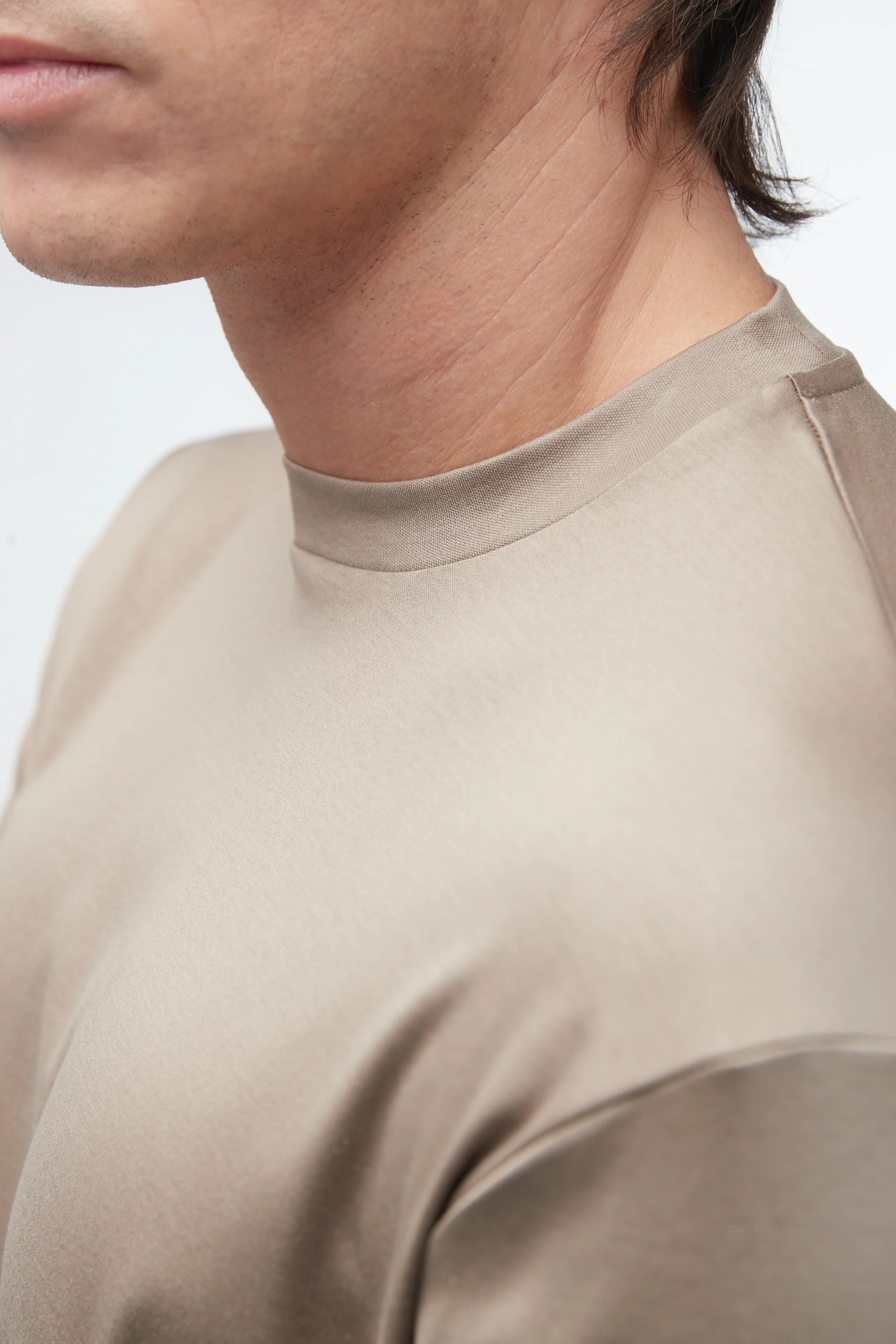 VALENZA - INTERLOCK SUPIMA T-SHIRT LONG SLEEVE LEAD GREY - Image 3