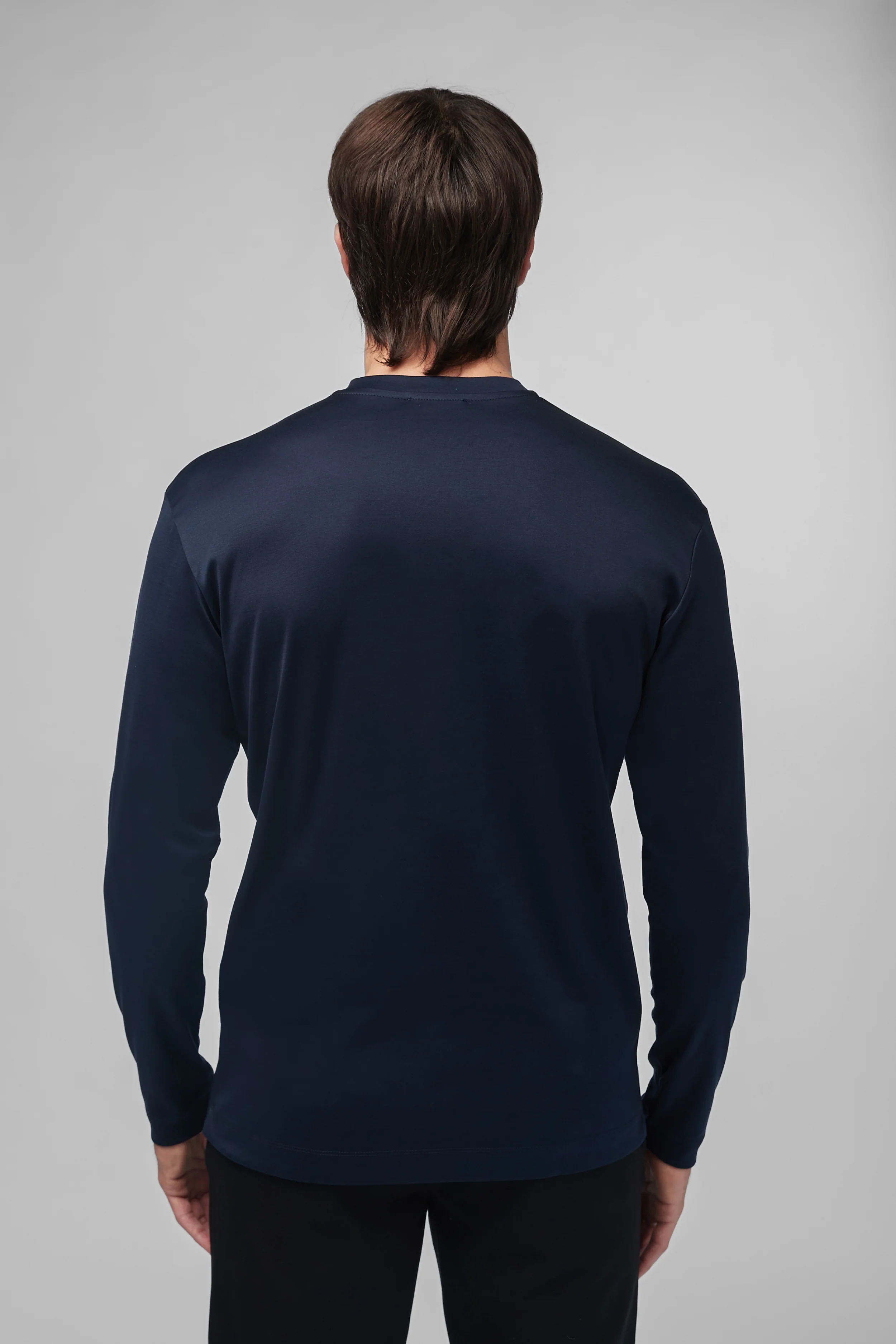 VALENZA - INTERLOCK SUPIMA T-SHIRT LONG SLEEVE NAVY - Image 2