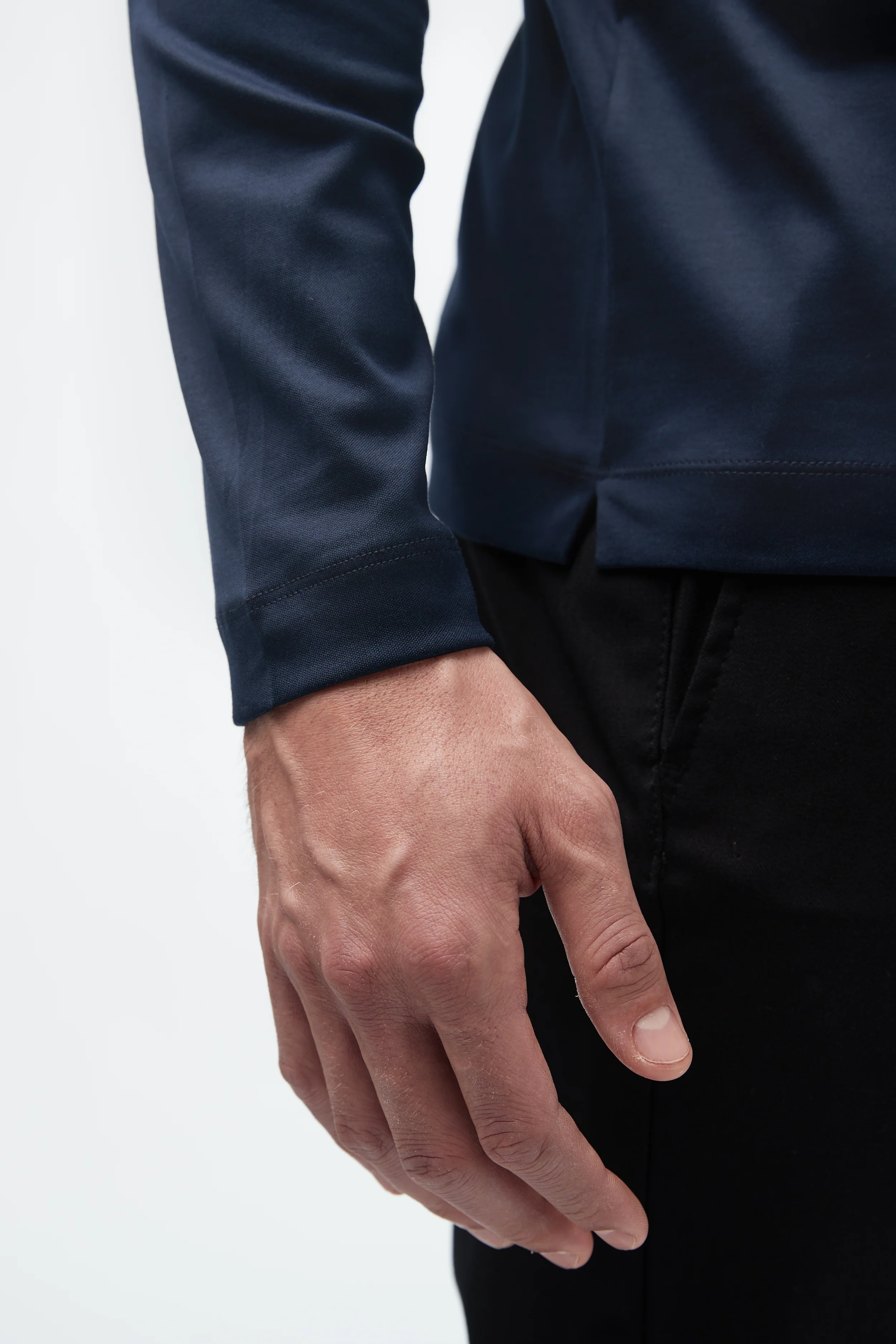 VALENZA - INTERLOCK SUPIMA T-SHIRT LONG SLEEVE NAVY - Image 3