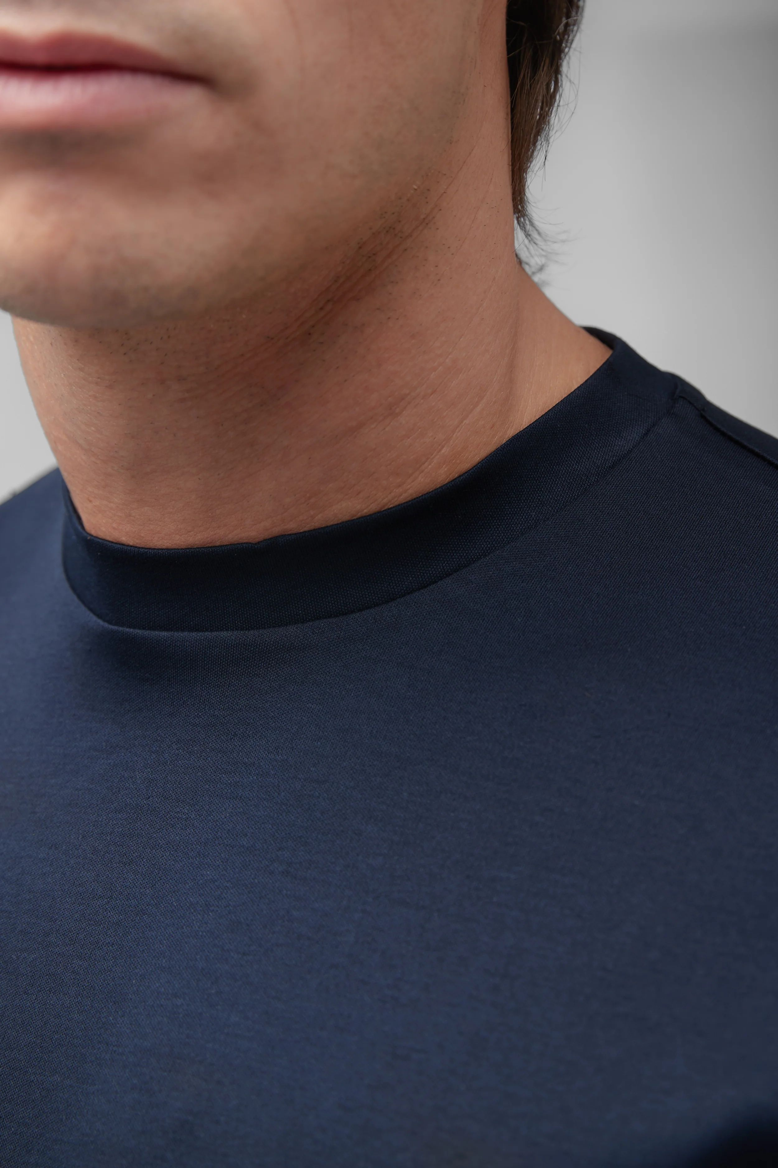 VALENZA - INTERLOCK SUPIMA T-SHIRT LONG SLEEVE NAVY - Image 4