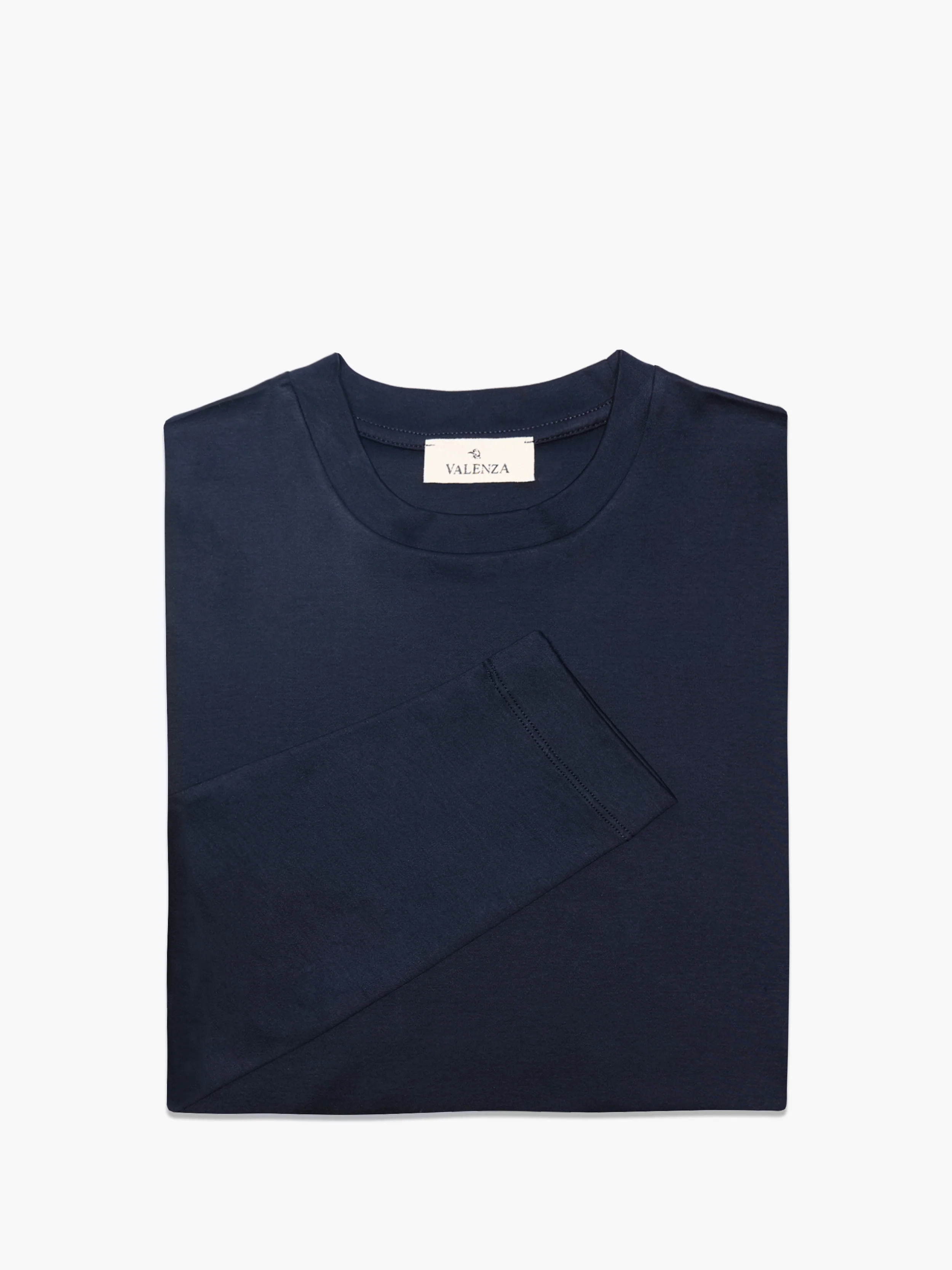 VALENZA - INTERLOCK SUPIMA T-SHIRT LONG SLEEVE NAVY - Image 5