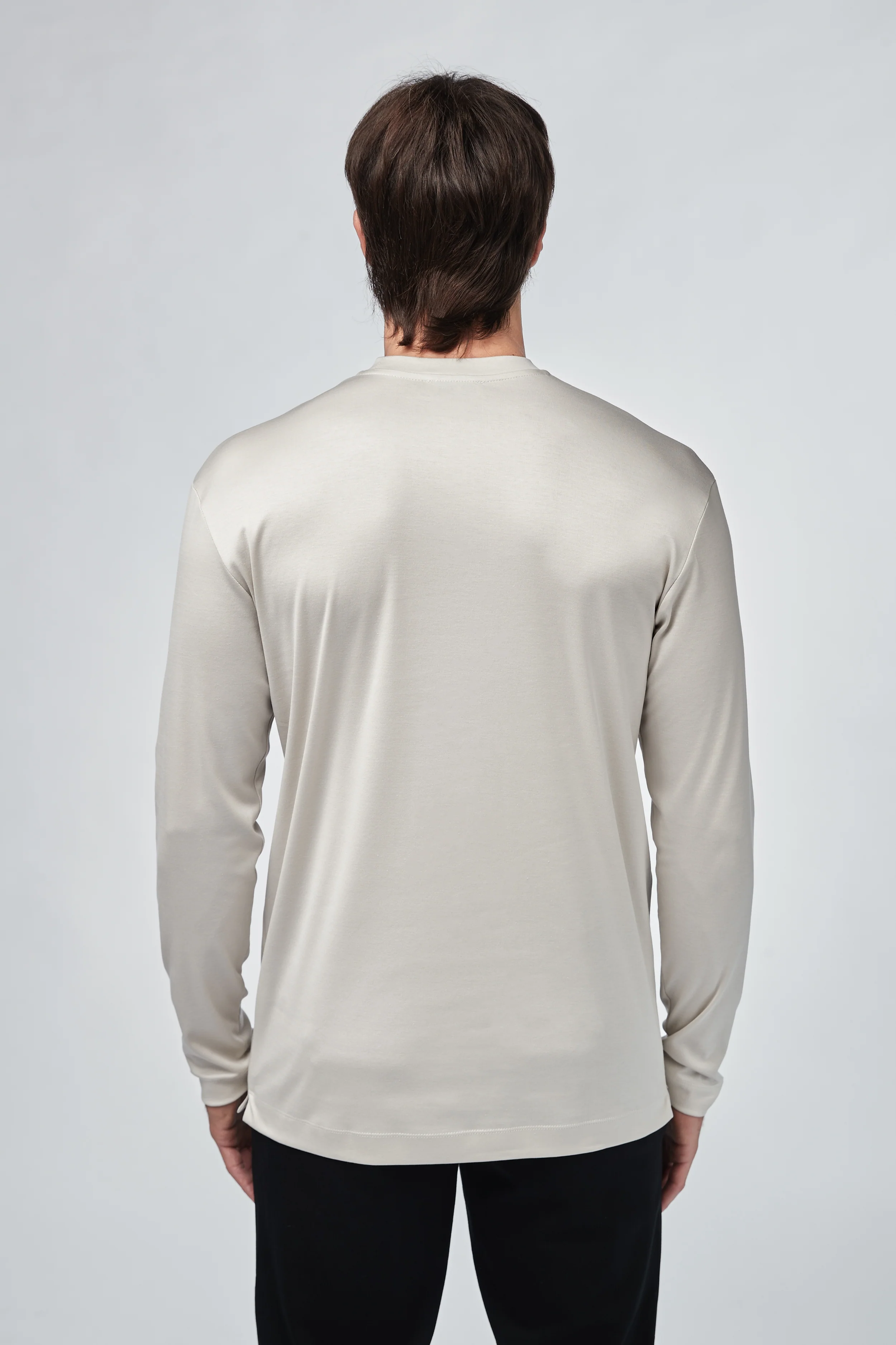 VALENZA - INTERLOCK SUPIMA T-SHIRT LONG SLEEVE PEARL GREY - Image 2