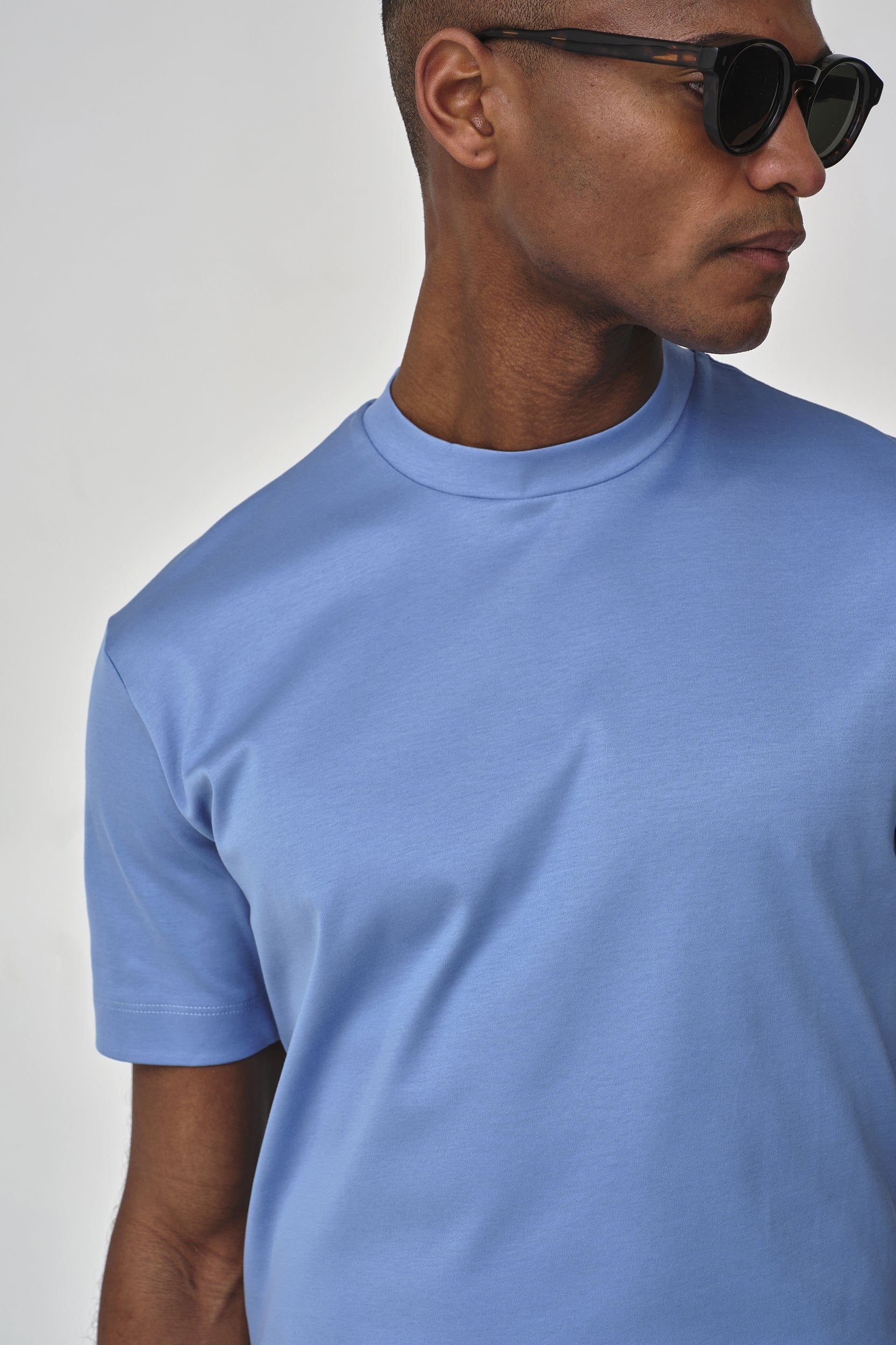 VALENZA - INTERLOCK SUPIMA T-SHIRT MID BLUE - Image 4