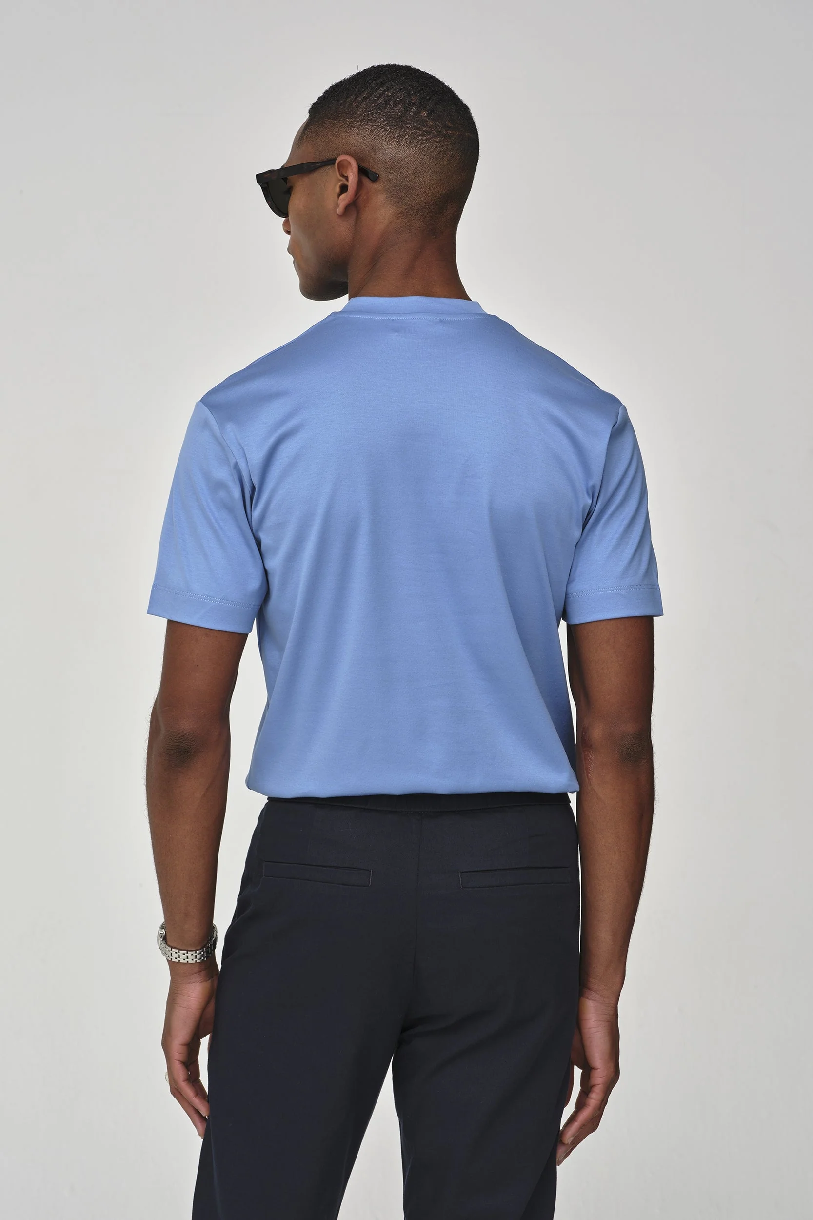 VALENZA - INTERLOCK SUPIMA T-SHIRT MID BLUE - Image 5