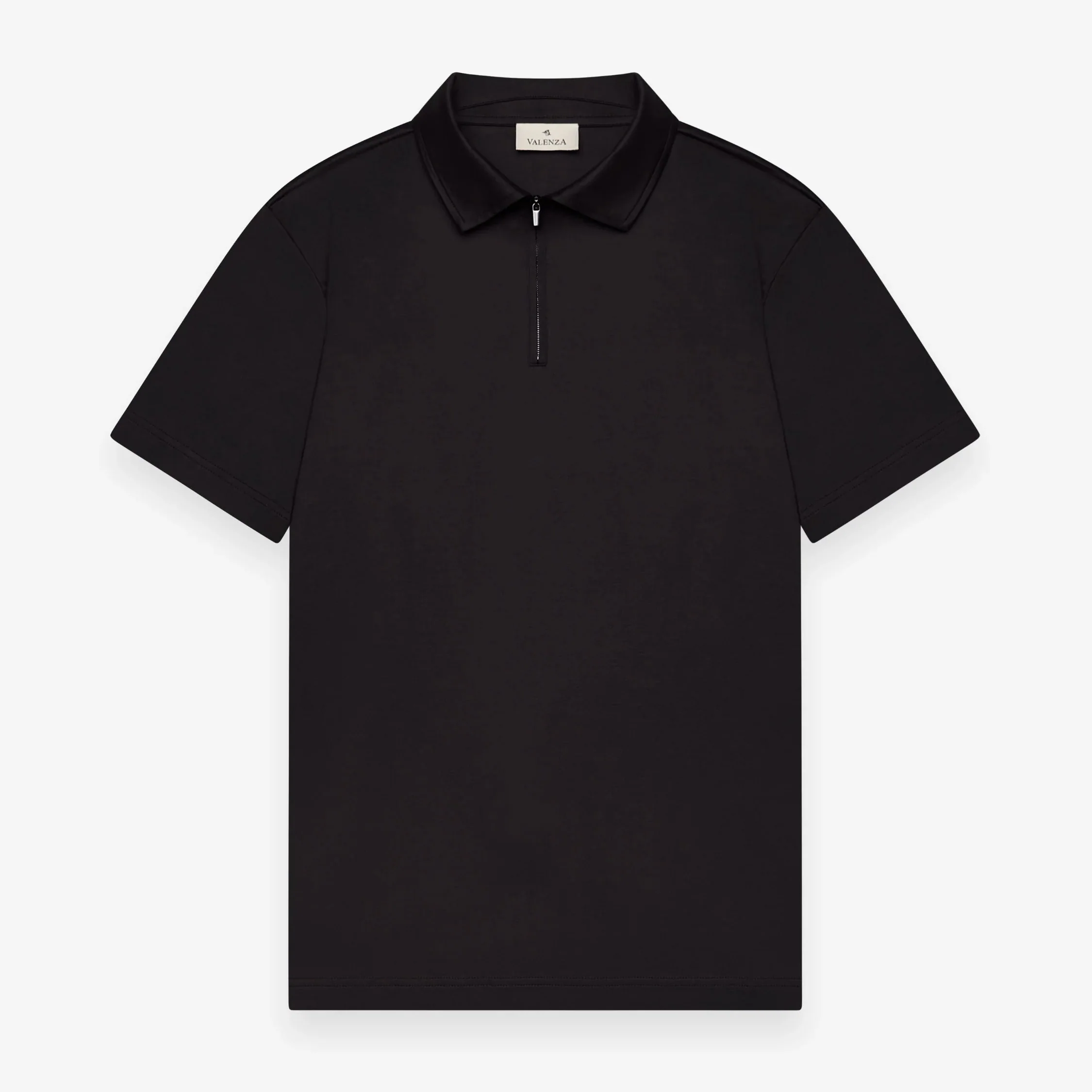 VALENZA - SUPIMA POLO ZIP COLLAR S/S - BLACK