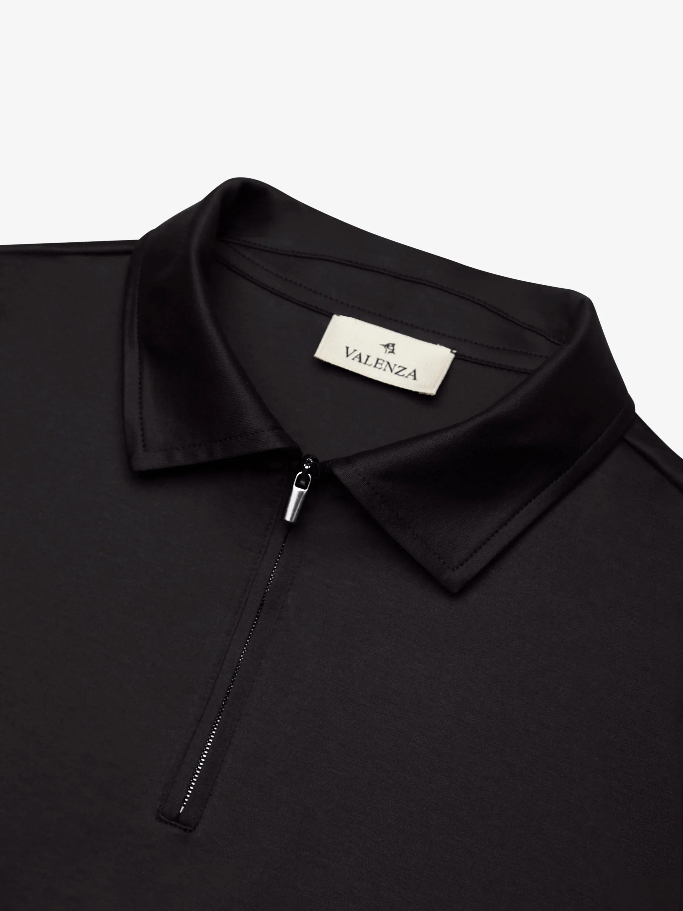 VALENZA - SUPIMA POLO ZIP COLLAR S/S - BLACK - Image 3