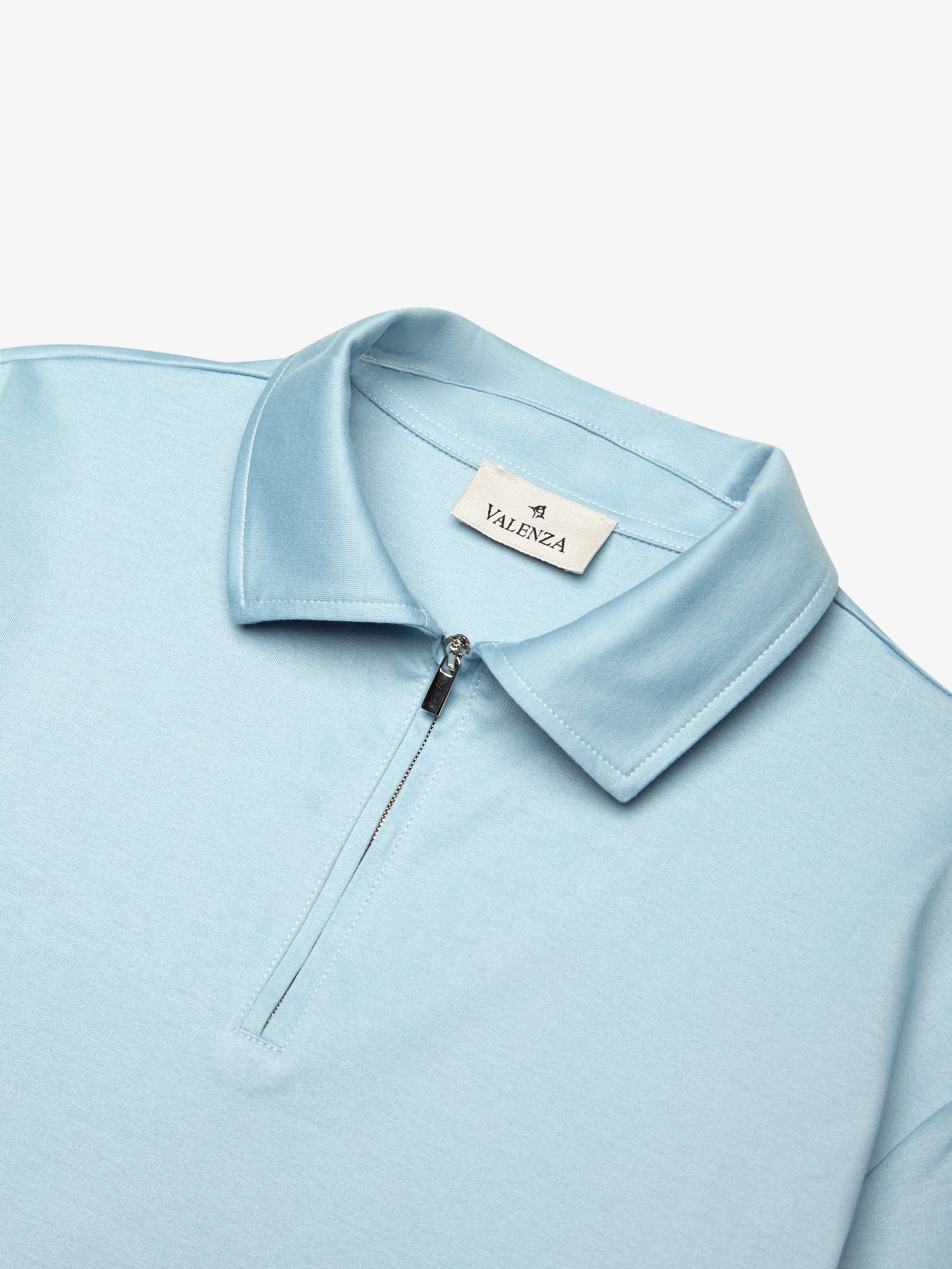 VALENZA - SUPIMA POLO ZIP COLLAR S/S - BLUE DIAMOND - Image 3