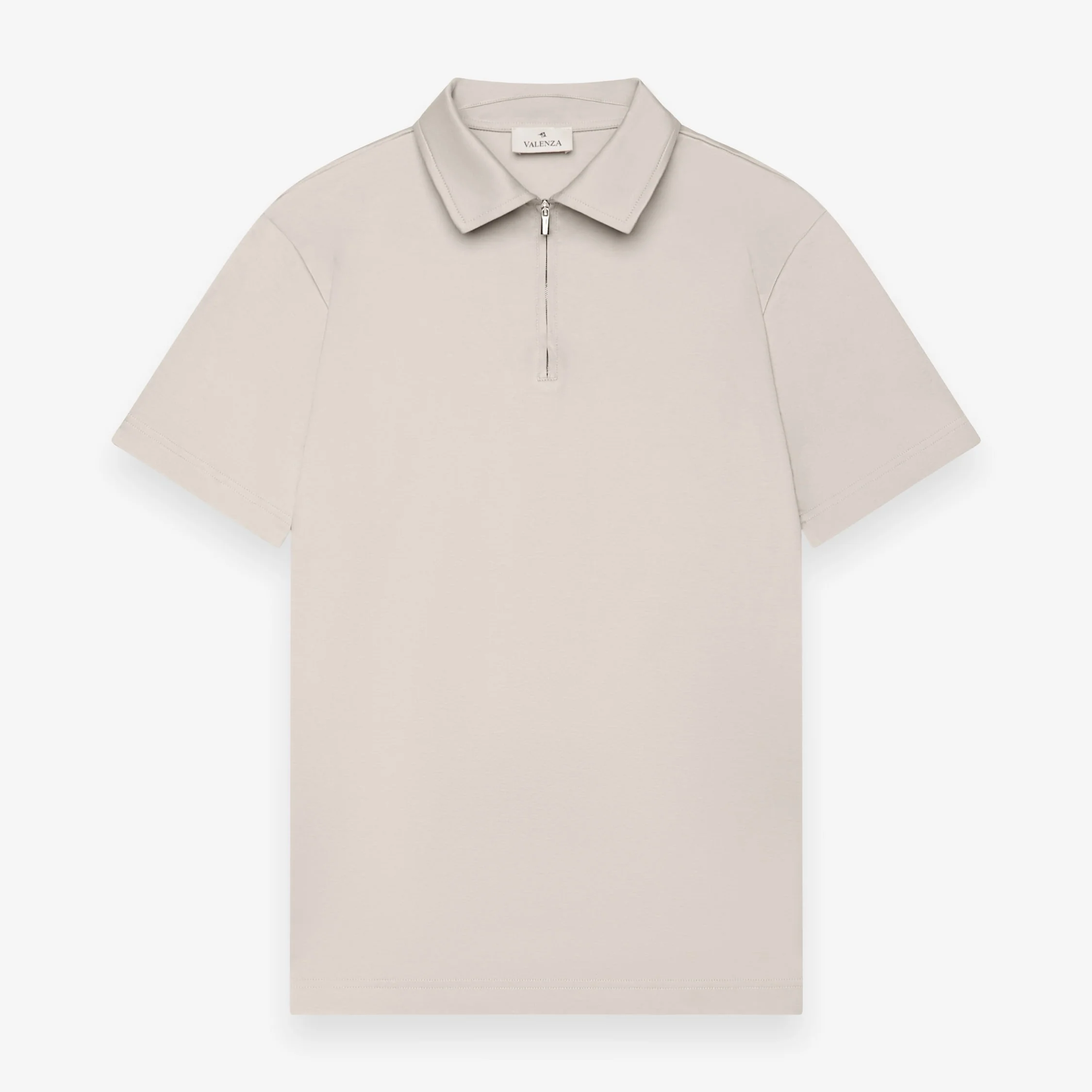 VALENZA - SUPIMA POLO ZIP COLLAR S/S - PEARL GREY
