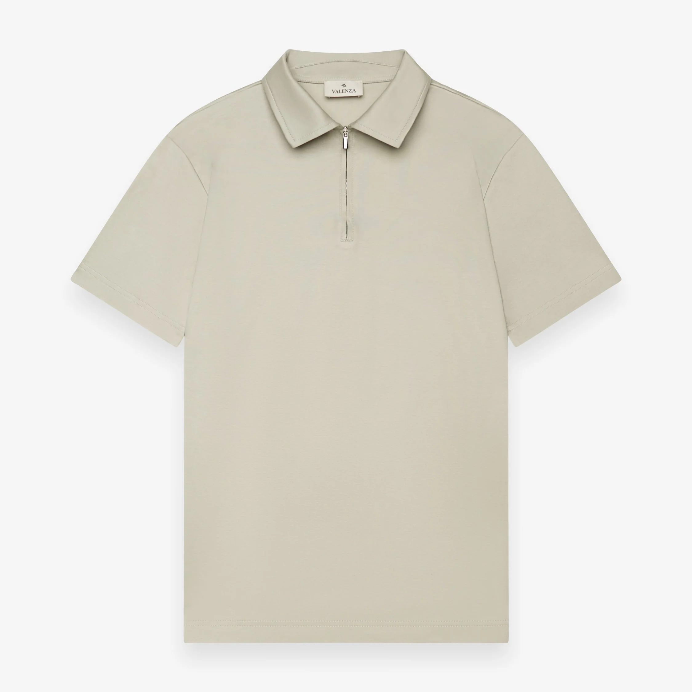 VALENZA - SUPIMA POLO ZIP COLLAR S/S - STONE
