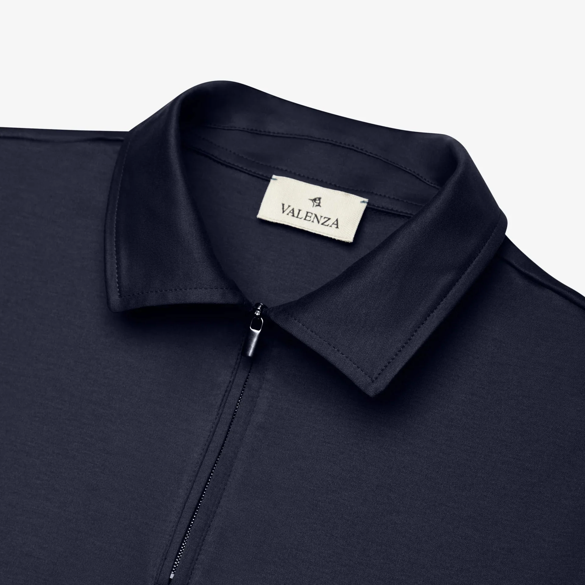 VALENZA - SUPIMA POLO ZIP COLLAR S/S - NAVY - Image 3