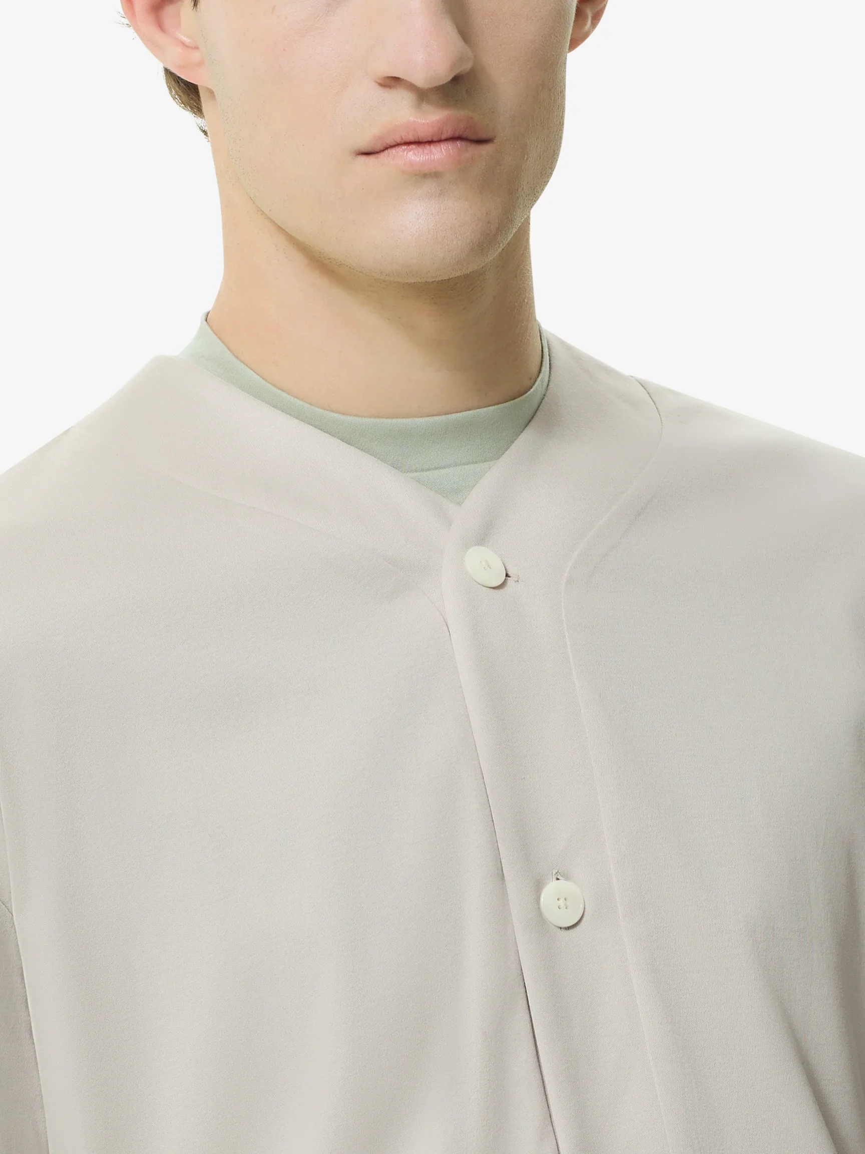 VALENZA - SUPIMA BASEBALL SHIRT S/S - PEARL GREY - Image 6
