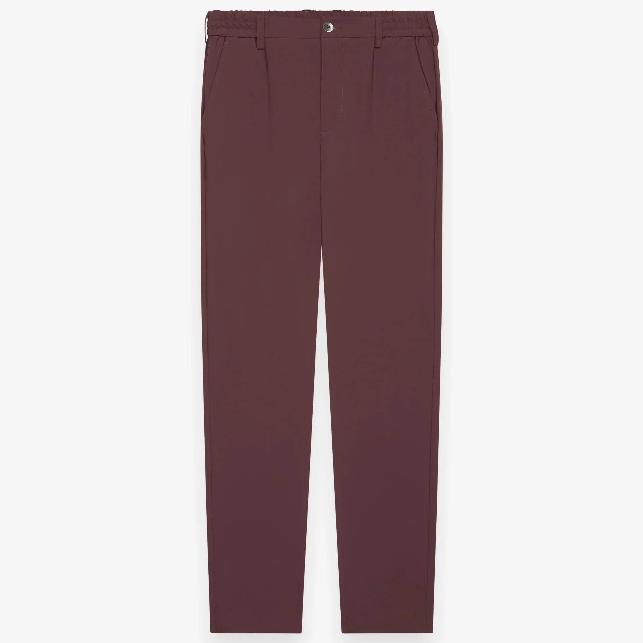 VALENZA- WARM TECH STRETCH TAPERED TROUSERS - DARK SIENNA